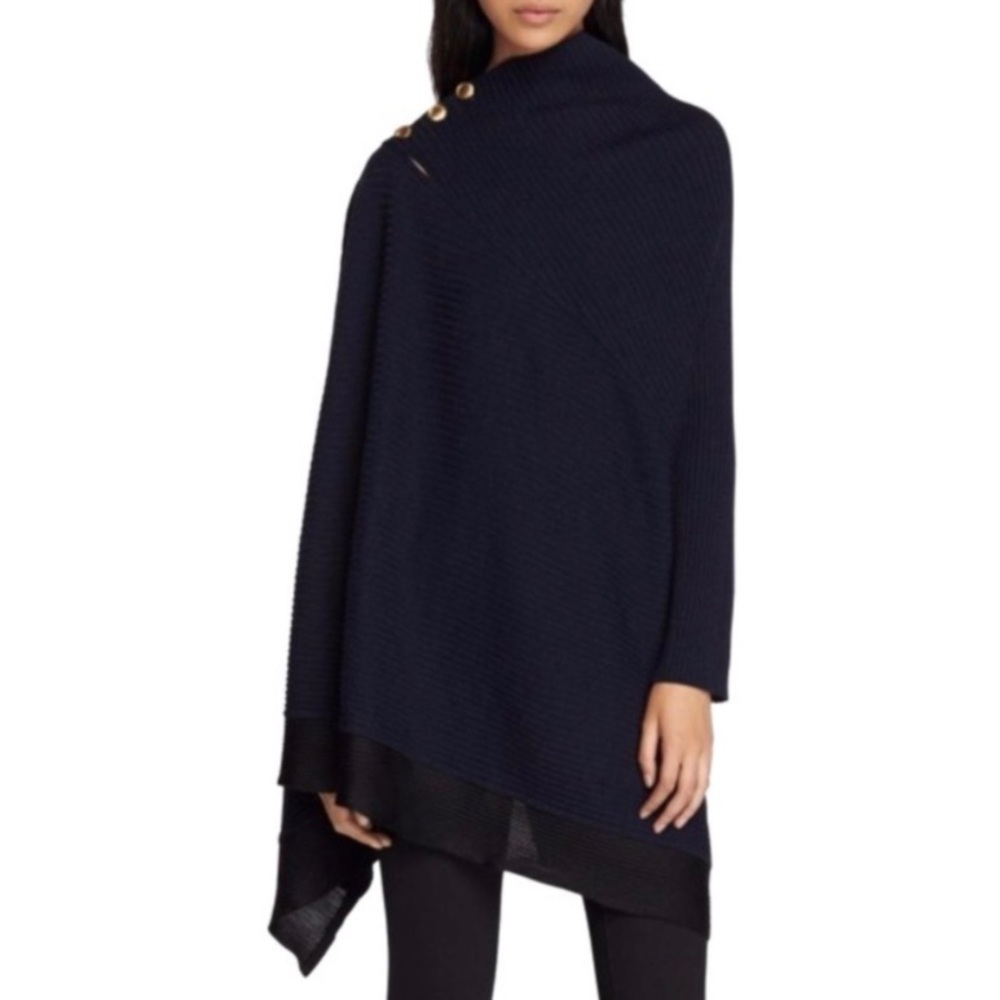 Rag & Bone Reanna Poncho in Navy/Black, XS